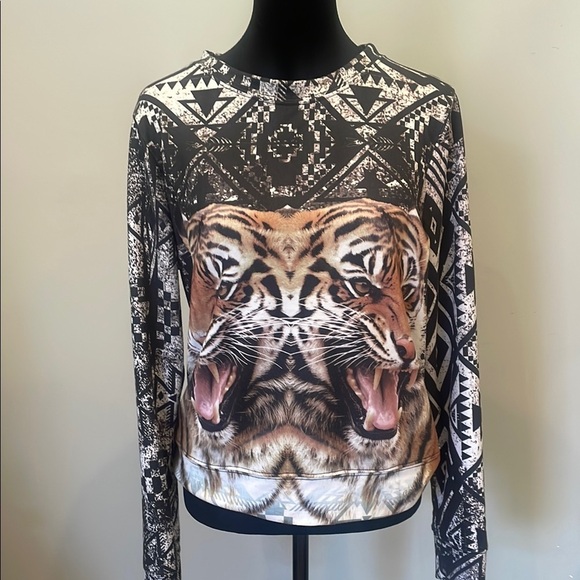 workshop Tops - Graphic Tiger Print Long Sleeve Top